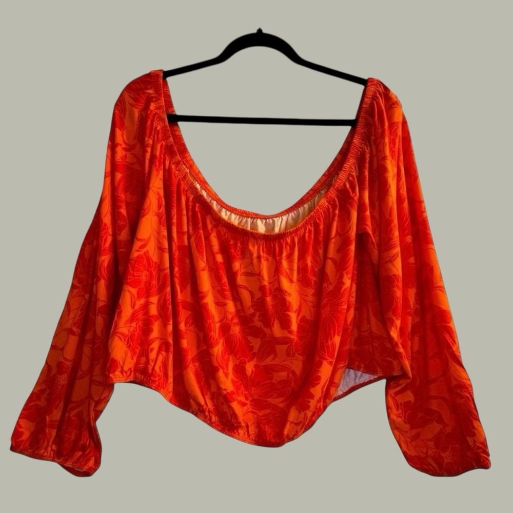 Torrid Women’s Orange Floral Off Shoulder Crop Top Size 3X